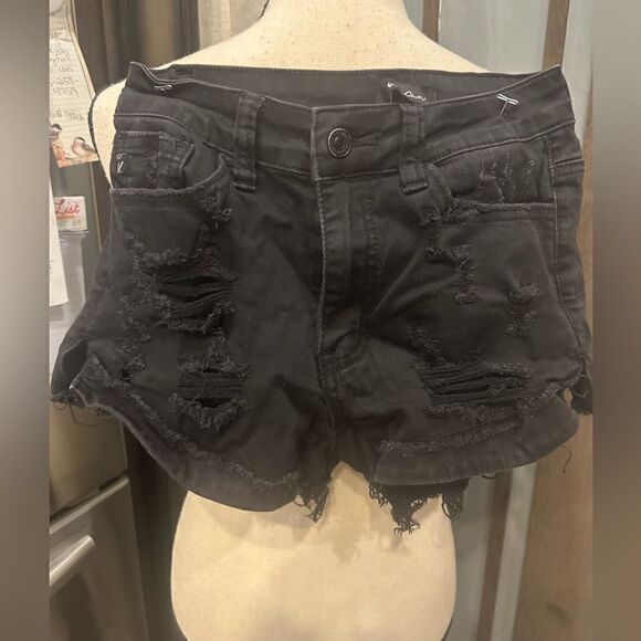 KanCan Pants - KanCan Black Distressed Shorts